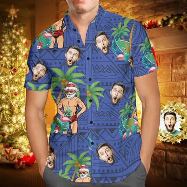 Custom Face Personalised Christmas Hawaiian Shirt Santa Claus on Vacation Holiday Gifts  - Free Design 9to5vibe