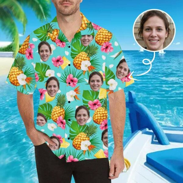 Custom Face Pineapple Flower Hawaiian Shirt  - Free Design 9to5vibe