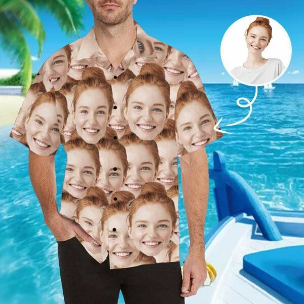 Custom Face Seamless Photo Men's All Over Print Hawaiian Shirt  - Free Design 9to5vibe