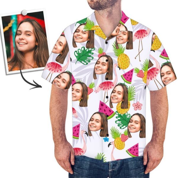 Custom Face Shirt Flamingo And Fruit Hawaiian Shirt - Free Design 9to5vibe