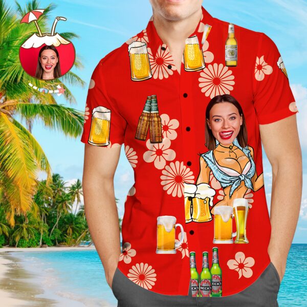 Custom Face Shirt Hawaiian Shirt Funny Girlfriend Face Shirt  -  Unique Beach Shirt  - Free Design 9to5vibe