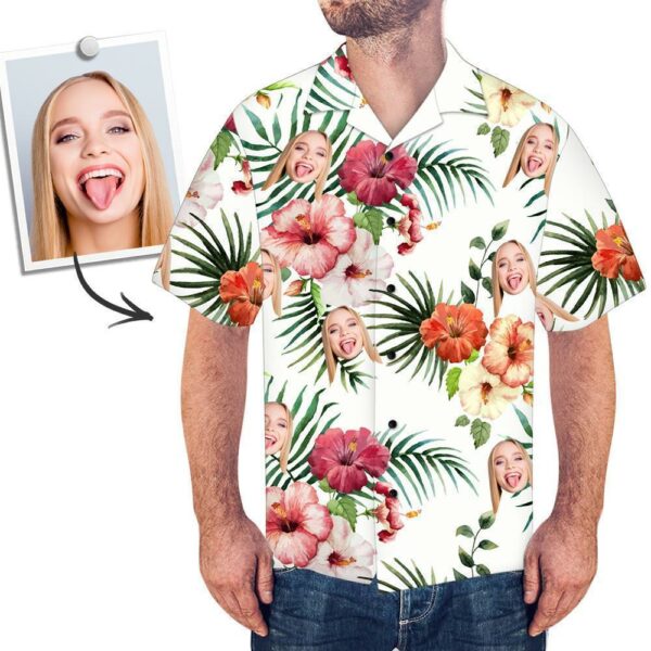 Custom Face Shirt Men S All Over Print Hawaiian Shirt Flowers  - Free Design 9to5vibe