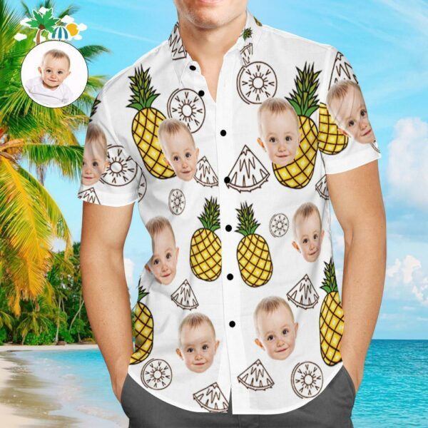 Custom Face Shirt Men S Hawaiian Shirt Funny Pineapple  - Free Design 9to5vibe