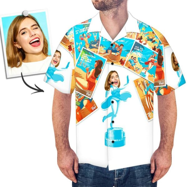 Custom Face Shirt Men's Hawaiian Joining Together Photos  - Free Design 9to5vibe