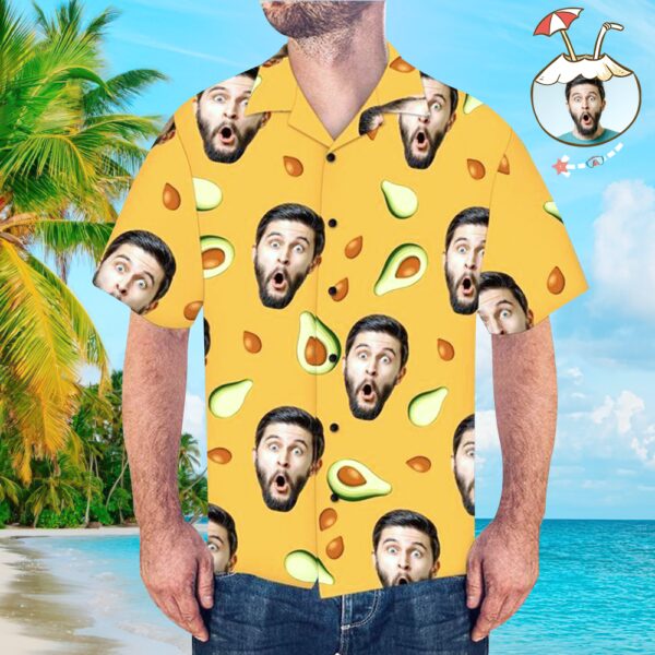 Custom Face Shirt Men's Hawaiian Shirt Avocado  - Free Design 9to5vibe