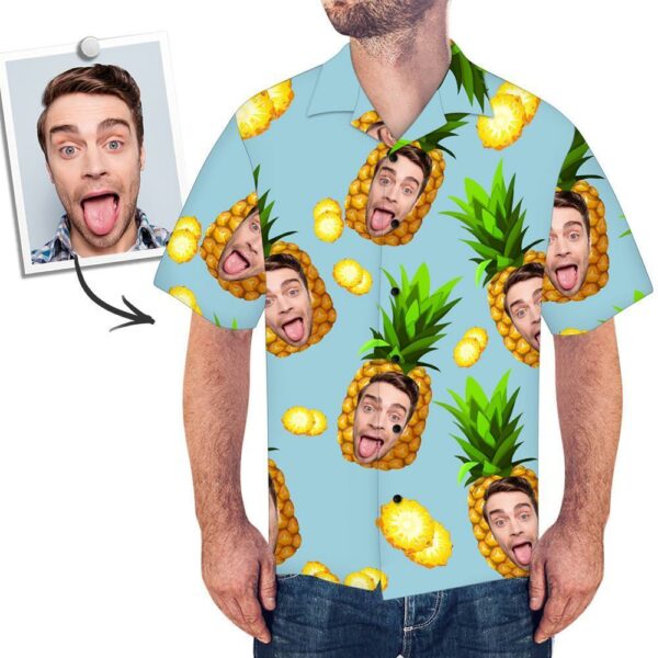 Custom Face Shirt Men's Hawaiian Shirt Big Pineapple  - Free Design 9to5vibe