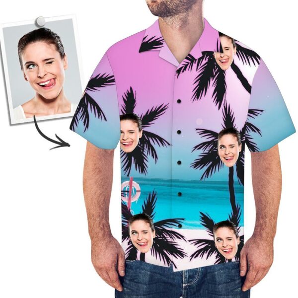 Custom Face Shirt Men's Hawaiian Shirt Palm - Free Design 9to5vibe