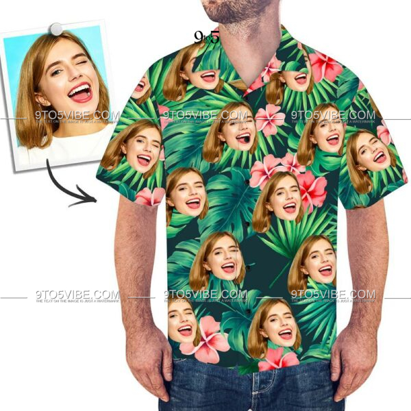 Custom Face Shirt Men's Hawaiian Shirt Red Flowers - Free Design 9to5vibe