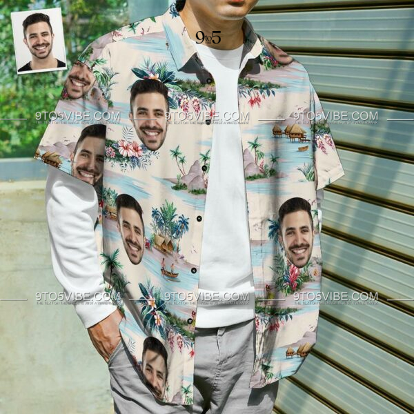 Custom Face Shirt Men's Hawaiian Shirt Sea View  - Free Design 9to5vibe