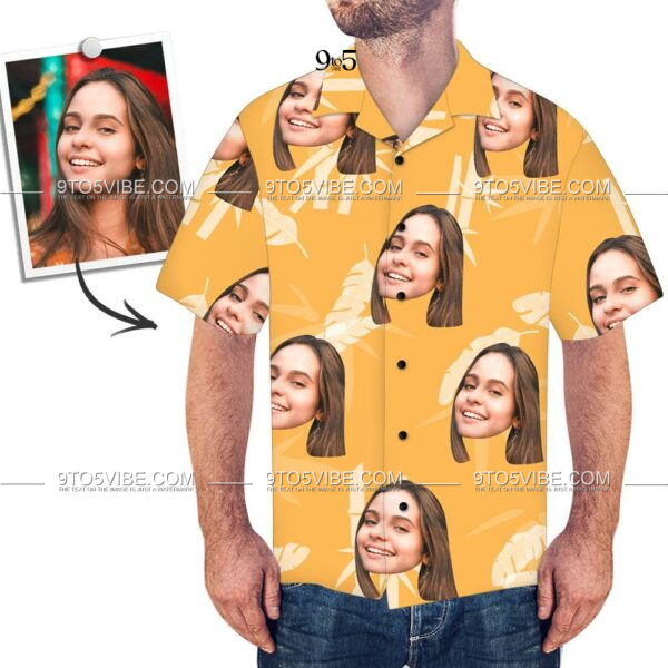 Custom Face Shirt Men's Hawaiian Shirt Simple Style Yellow - Free Design 9to5vibe