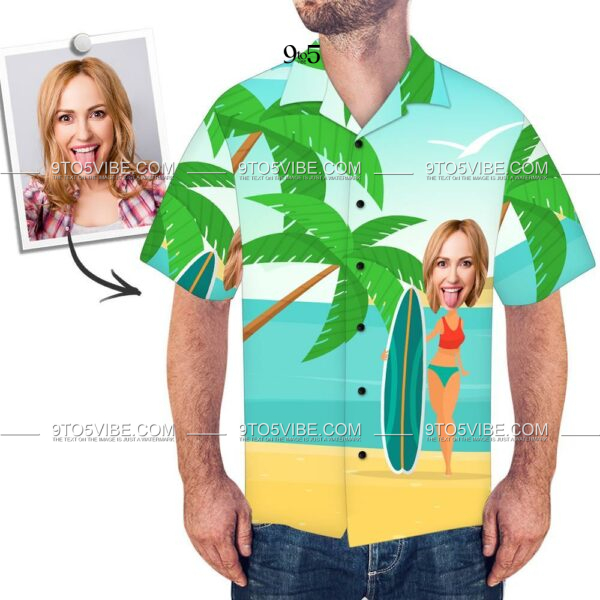 Custom Face Shirt Men's Hawaiian Shirt Surfing Board - Free Design 9to5vibe