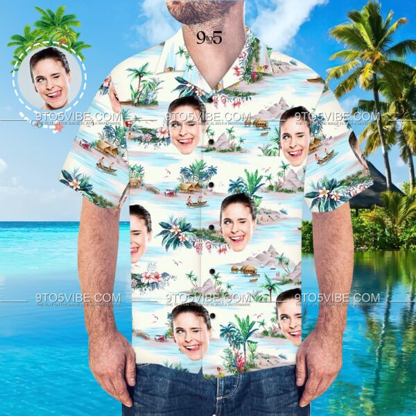 Custom Face Shirt Personalized Men's Hawaiian Shirt Sea View  - Free Design 9to5vibe