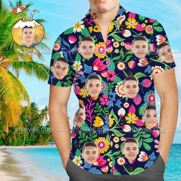 Custom Face Shirt Personalized Photo Men's Hawaiian Shirt  - Free Design 9to5vibe