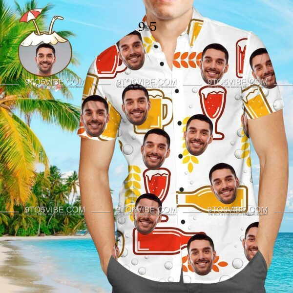 Custom Face Shirt Personalized Photo Men's Hawaiian Shirt Beer - Free Design 9to5vibe