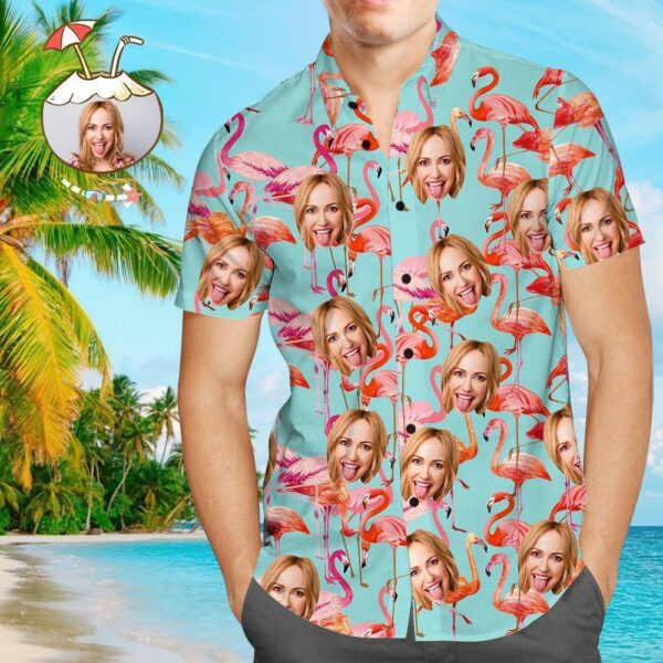 Custom Face Shirt Personalized Photo Men's Hawaiian Shirt Flamingo - Free Design 9to5vibe