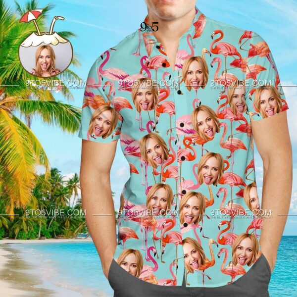 Custom Face Shirt Personalized Photo Men's Hawaiian Shirt Flamingo  - Free Design 9to5vibe