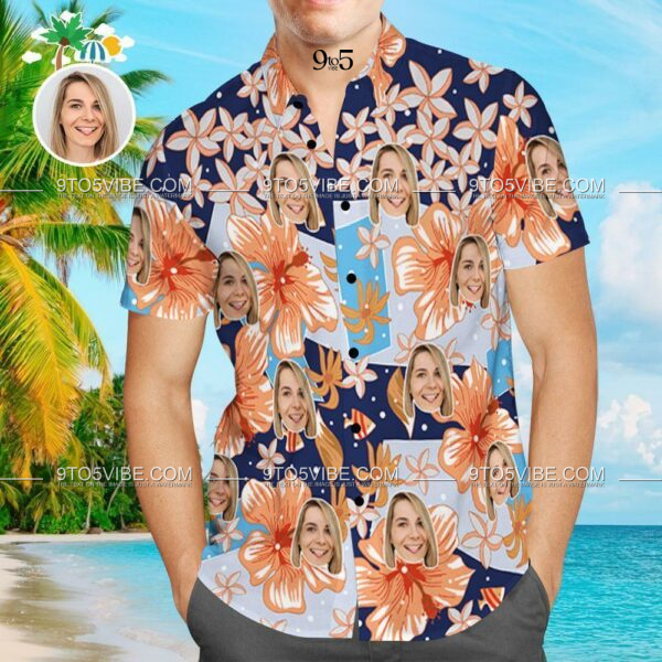 Custom Face Shirt Personalized Photo Men's Hawaiian Shirt Flower Style Design Aloha Beach Shirt - Free Design 9to5vibe