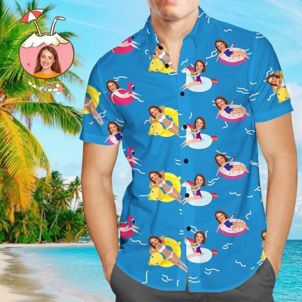 Custom Face Shirt Personalized Photo Men's Hawaiian Shirt for Boyfriend Husband - Free Design 9to5vibe