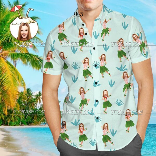 Custom Face Shirt Personalized Photo Men's Hawaiian Shirt Happy Dance  - Free Design 9to5vibe