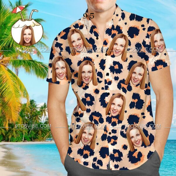 Custom Face Shirt Personalized Photo Men's Hawaiian Shirt Leopard  - Free Design 9to5vibe