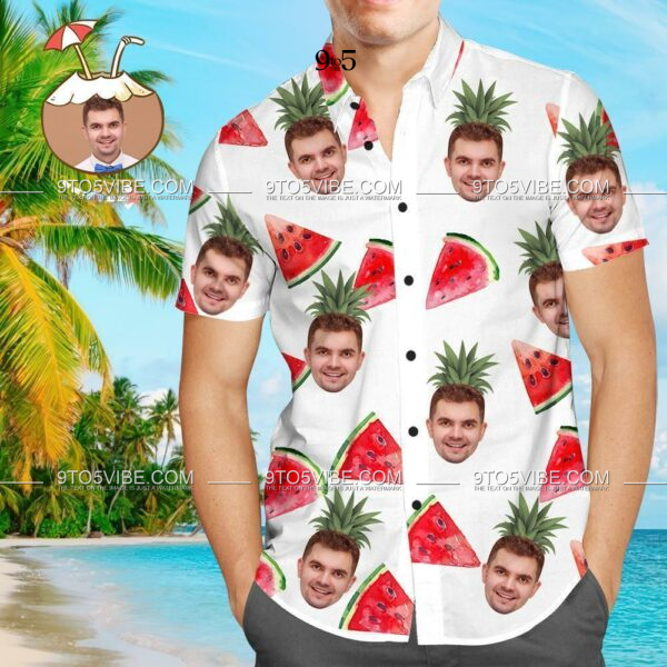 Custom Face Shirt Personalized Photo Men's Hawaiian Shirt Watermelon  - Free Design 9to5vibe