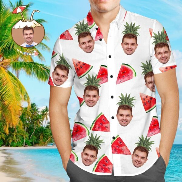 Custom Face Shirt Personalized Photo Men's Hawaiian Shirt Watermelon - Free Design 9to5vibe