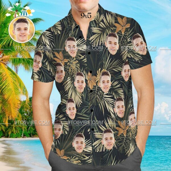 Custom Face Shirt Personalized Photo Men's Hawaiian Shirt  Withered Leaves  - Free Design 9to5vibe