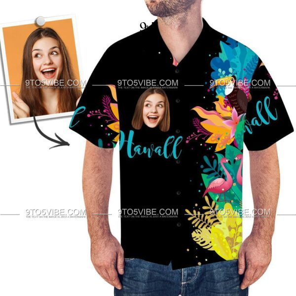 Custom Face Shirt Photo Hawaiian Shirt Black Shirt  - Free Design 9to5vibe