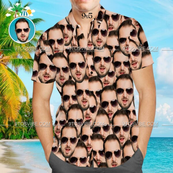 Custom Face Shirt with Name Men's Hawaiian Shirt Face Mash  - Free Design 9to5vibe