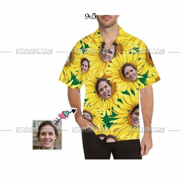 Custom Face Sunflower Men's All Over Print Hawaiian Shirt  - Free Design 9to5vibe