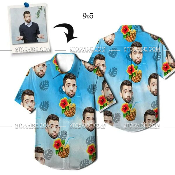 Custom Photo Hawaiian Shirts Tropical Pineapple Custom Face Shirt All Over - Free Design 9to5vibe