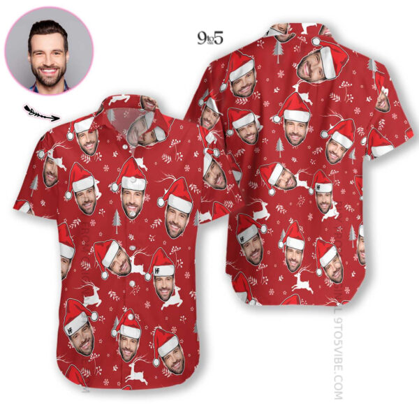 Funny Custom Face Christmas 03 EZ03 2710 Custom Hawaiian Shirt - Free Design 9to5vibe