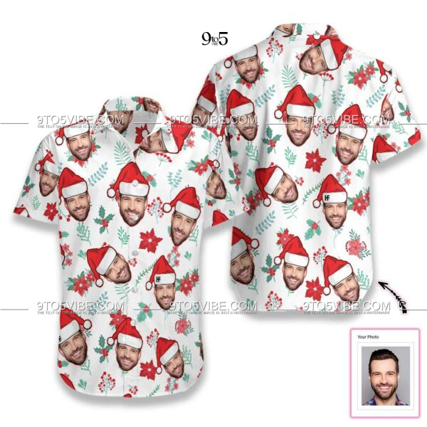 Funny Custom Face Christmas Pattern Seamless  Custom Hawaiian Shirt  - Free Design 9to5vibe