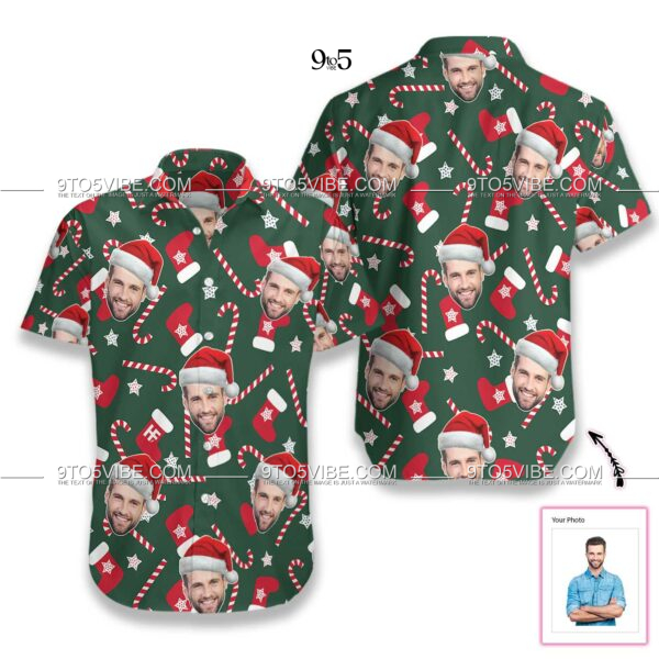 Funny Custom Face Christmas Pattern Seamless  Custom Hawaiian Shirt  - Free Design 9to5vibe