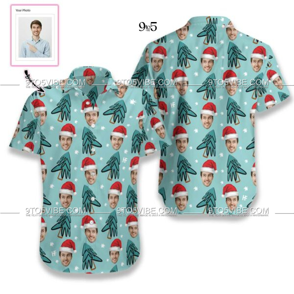 Funny Custom Face Christmas Tree  Custom Hawaiian Shirt  - Free Design 9to5vibe