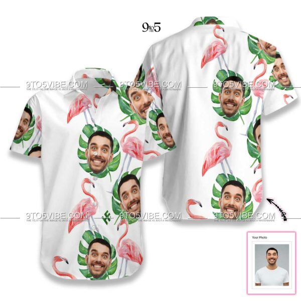 Funny Custom Face Flamingo  Custom Hawaiian Shirt  - Free Design 9to5vibe