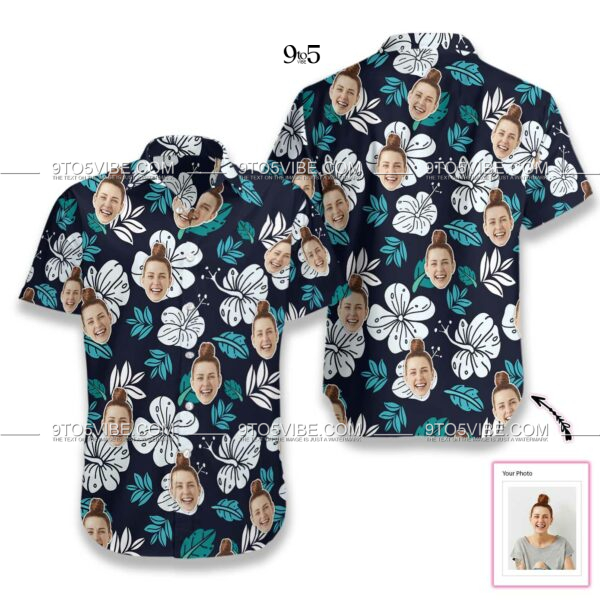 Funny Custom Face Floral Pattern seamless  Custom Hawaiian Shirt  - Free Design 9to5vibe