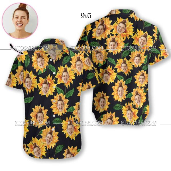 Funny Custom Face Sunflower Custom Hawaiian Shirt - Free Design 9to5vibe