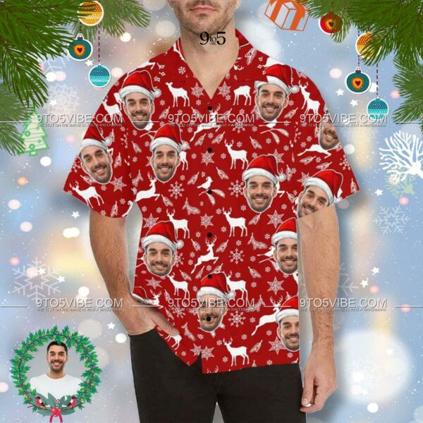 Funny Custom Face Tropical Red Unisex Hawaiian Shirts - Free Design 9to5vibe