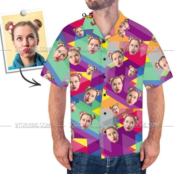 Men's Custom Face Shirt Hawaiian Shirt Short Sleeve Colorful  - Free Design 9to5vibe