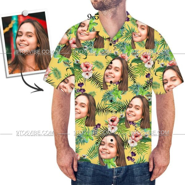 Men's Custom Face Shirt Hawaiian Shirt Short Sleeve Flowers  - Free Design 9to5vibe