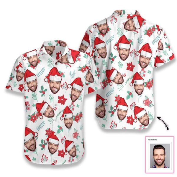 Personalized Christmas Pattern Hawaiian Shirts Funny Custom Face - Free Design 9to5vibe