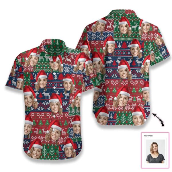 Personalized Santa Claus Ugly Christmas Hawaiian Shirts Custom Face - Free Design 9to5vibe